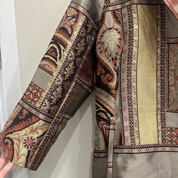 Chico’s Tapestry Dreams Brocade Patchwork Evening Coat Metallic Glam Art-to-Wear - Picture 7 of 15